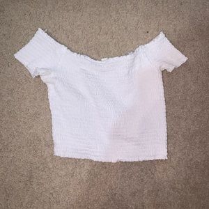 white off the shoulder crop top